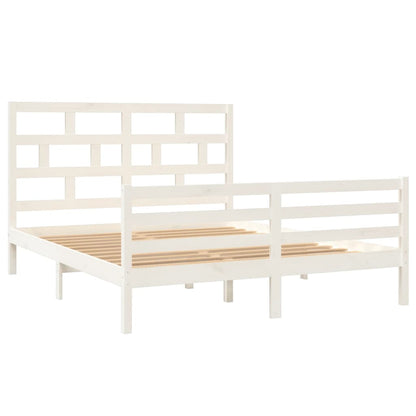 White Solid Wood King Size Bed Frame - No Mattress Included
