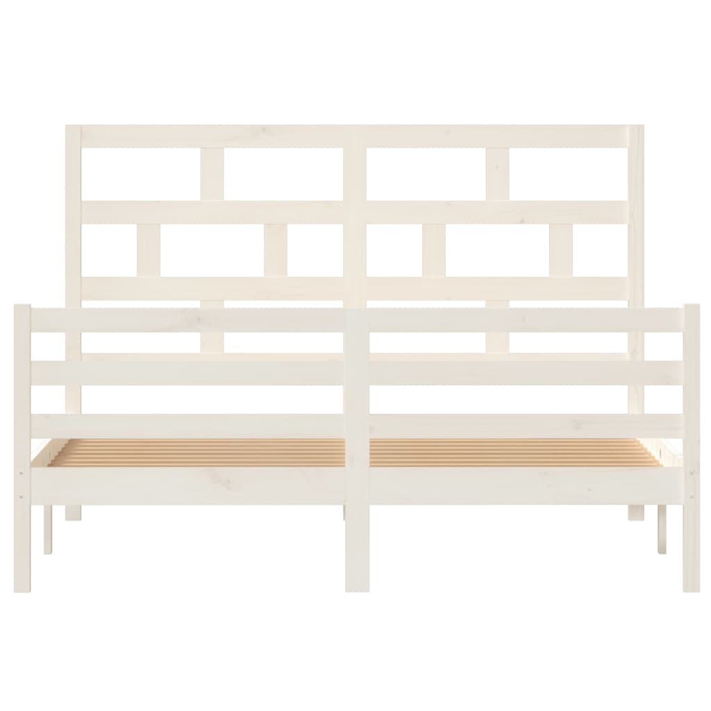 White Solid Wood King Size Bed Frame - No Mattress Included