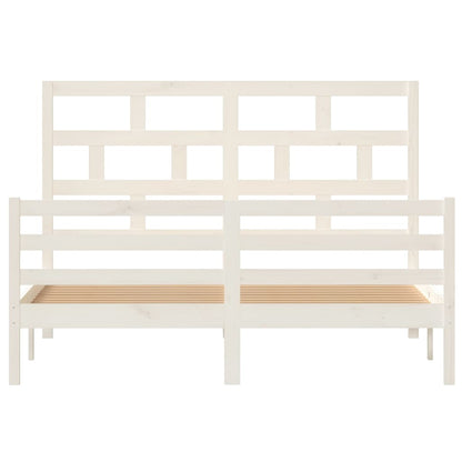 White Solid Wood King Size Bed Frame - No Mattress Included