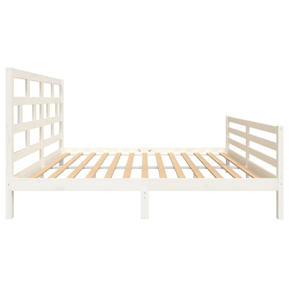White Solid Wood King Size Bed Frame - No Mattress Included