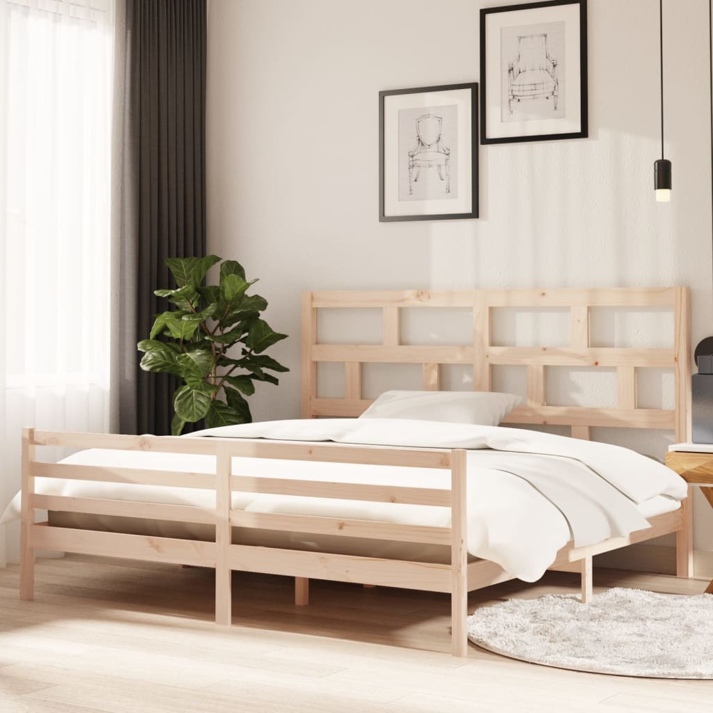 Solid Wood Bed Frame 200x200 cm - vidaXL 3101303, No Mattress Included