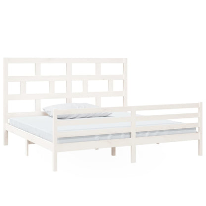 White Solid Wood vidaXL Bed Frame 200x200 cm - No Mattress