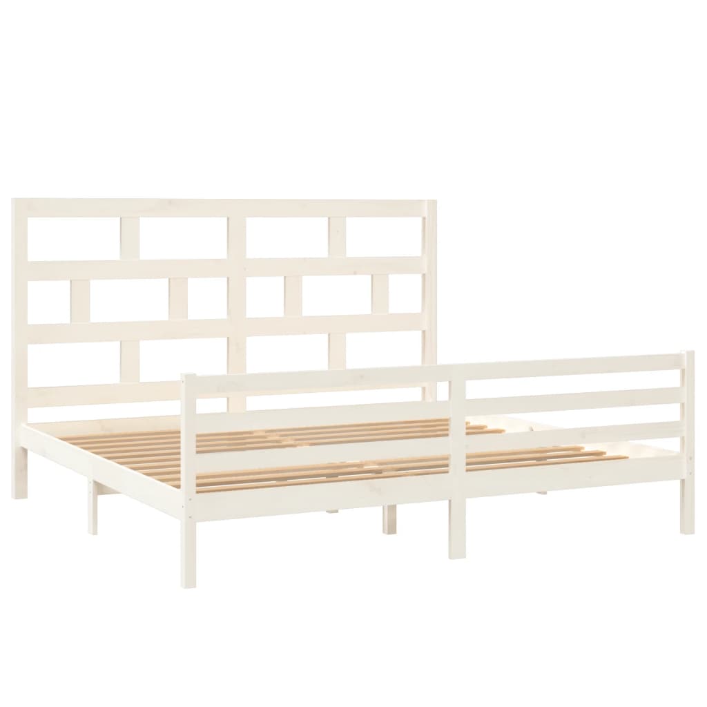 White Solid Wood vidaXL Bed Frame 200x200 cm - No Mattress