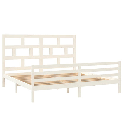 White Solid Wood vidaXL Bed Frame 200x200 cm - No Mattress