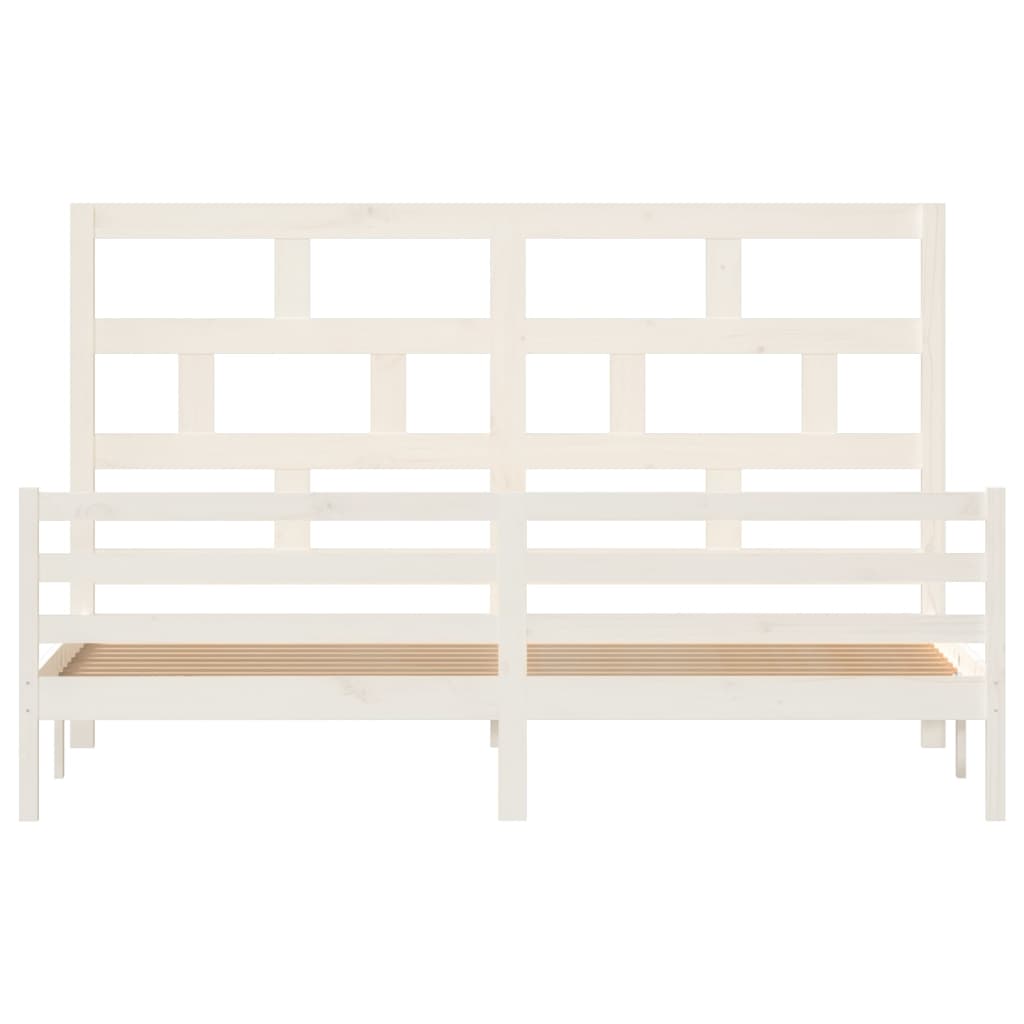 White Solid Wood vidaXL Bed Frame 200x200 cm - No Mattress