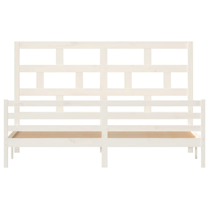 White Solid Wood vidaXL Bed Frame 200x200 cm - No Mattress