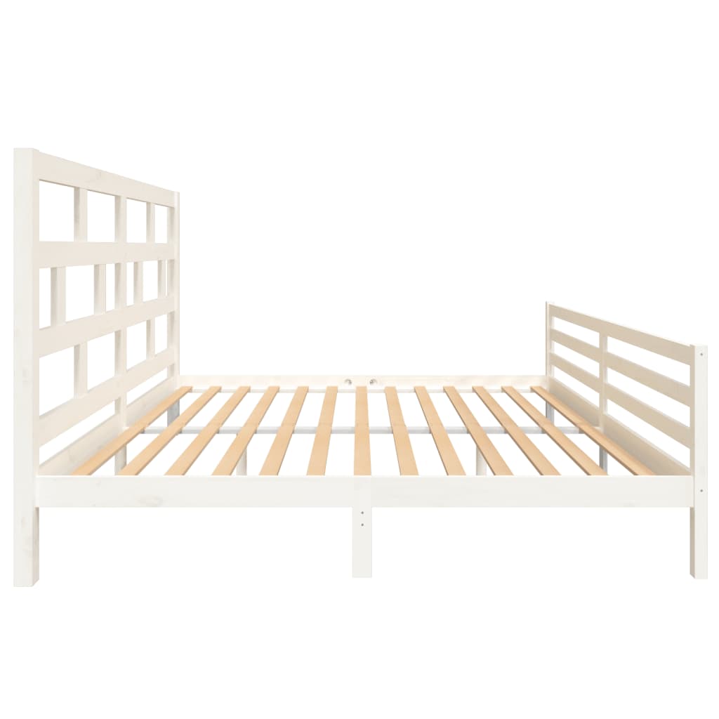 White Solid Wood vidaXL Bed Frame 200x200 cm - No Mattress