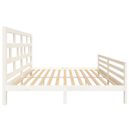 White Solid Wood vidaXL Bed Frame 200x200 cm - No Mattress