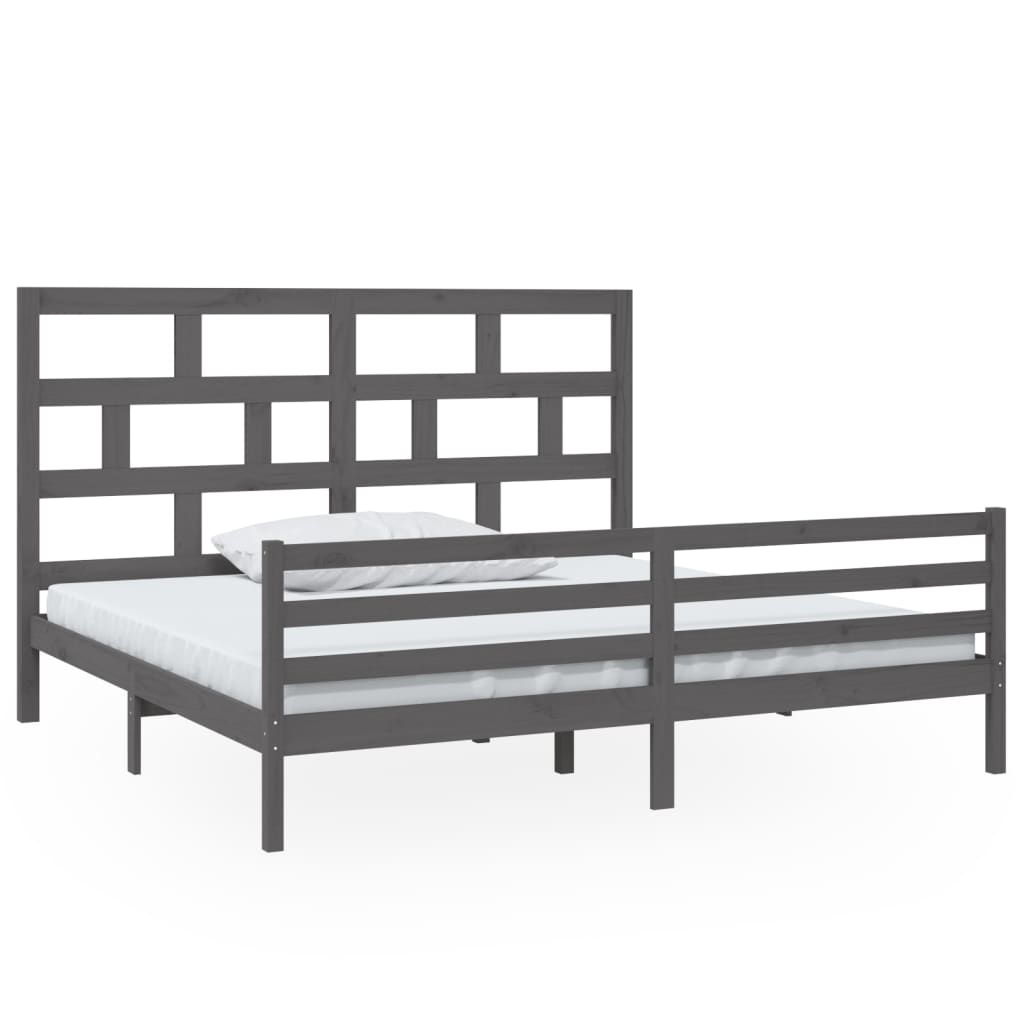 Grey Solid Wood Bed Frame 200x200 cm - vidaXL 3101305
