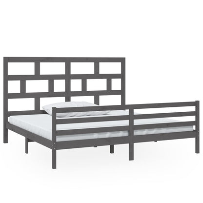 Grey Solid Wood Bed Frame 200x200 cm - vidaXL 3101305