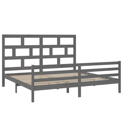 Grey Solid Wood Bed Frame 200x200 cm - vidaXL 3101305