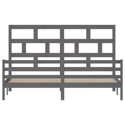 Grey Solid Wood Bed Frame 200x200 cm - vidaXL 3101305