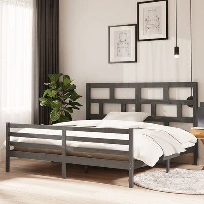 Grey Solid Wood Bed Frame 200x200 cm - vidaXL 3101305