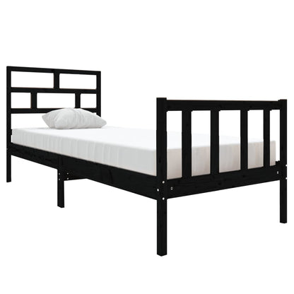 Black Solid Pine Wood Bed Frame, Small Single (Mattress Not Included)