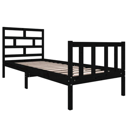 Black Solid Pine Wood Bed Frame, Small Single (Mattress Not Included)