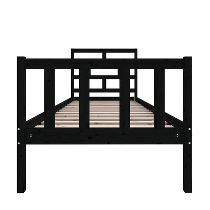 Black Solid Pine Wood Bed Frame, Small Single (Mattress Not Included)