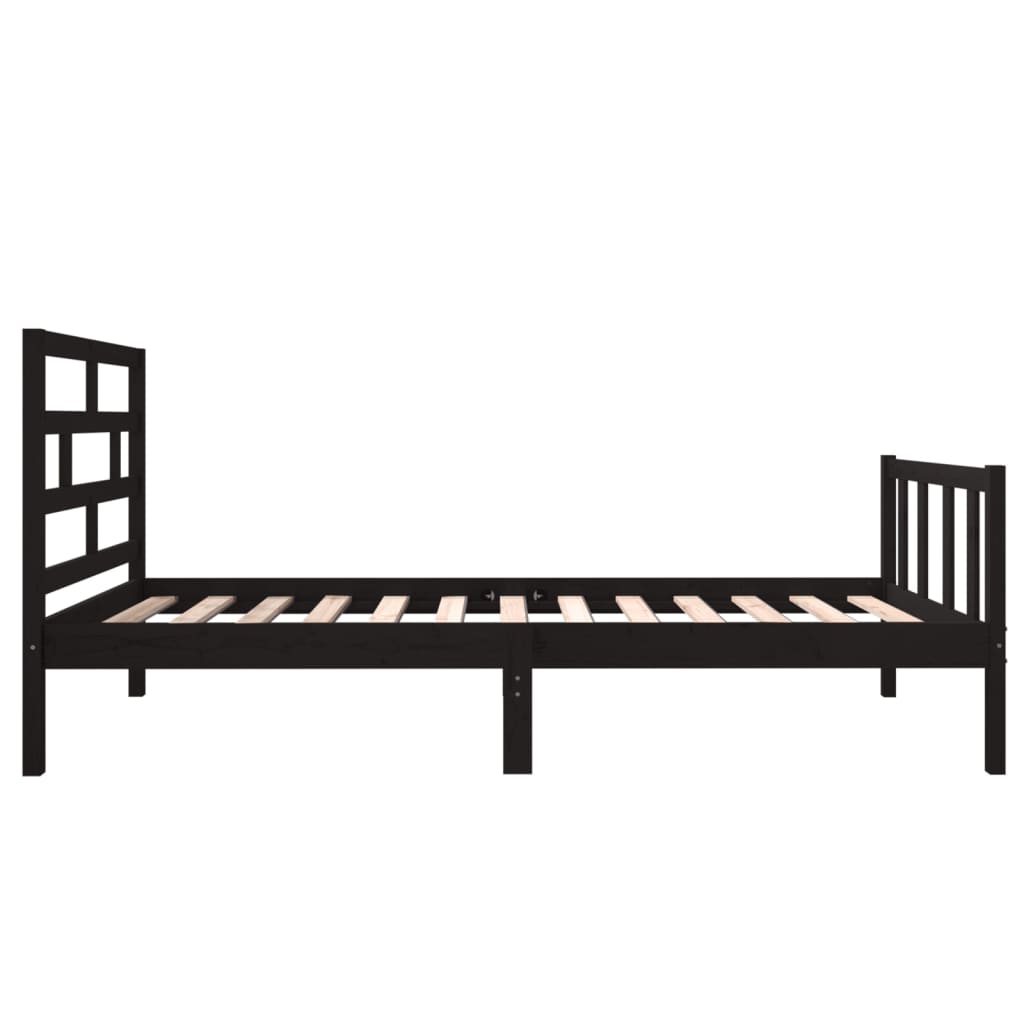 Black Solid Pine Wood Bed Frame, Small Single (Mattress Not Included)