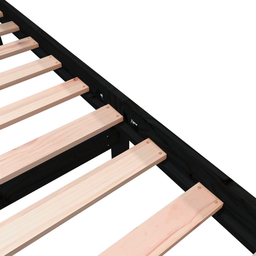 Black Solid Pine Wood Bed Frame, Small Single (Mattress Not Included)