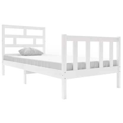 Solid Wood White Bed Frame 90x200 cm | vidaXL (No Mattress)