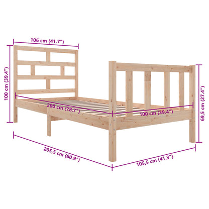 Solid Wood Bed Frame 100x200 cm - vidaXL (No Mattress)