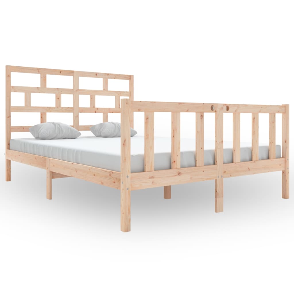 Solid Wood Bed Frame 120x200 cm, Natural Finish - vidaXL 3101343
