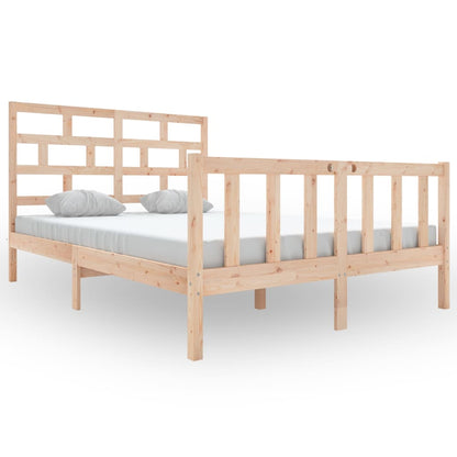 Solid Wood Bed Frame 120x200 cm, Natural Finish - vidaXL 3101343