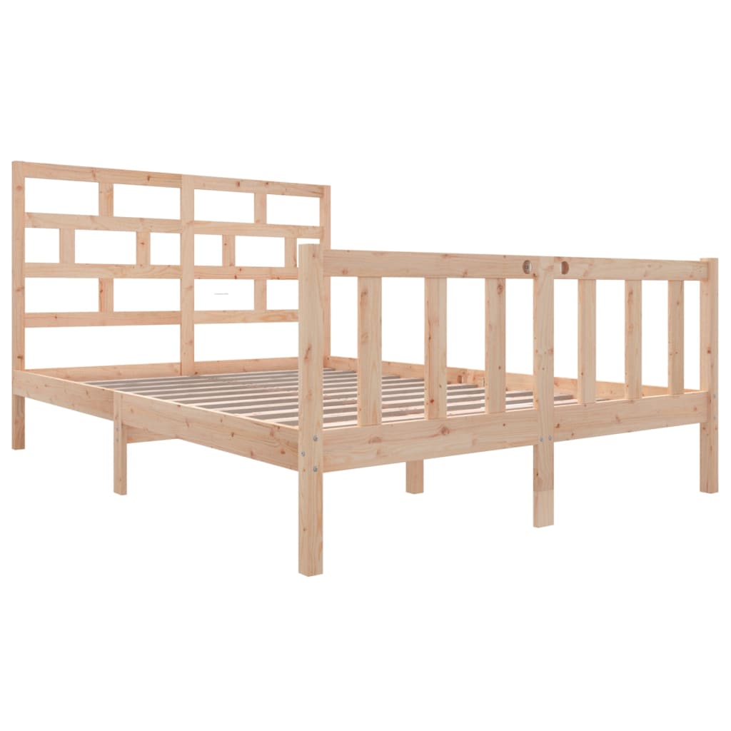 Solid Wood Bed Frame 120x200 cm, Natural Finish - vidaXL 3101343