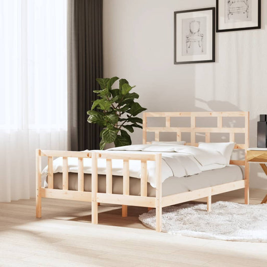 Solid Wood Bed Frame 120x200 cm, Natural Finish - vidaXL 3101343