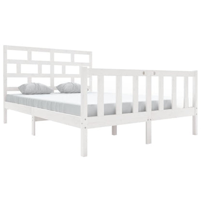 White Solid Wood Bed Frame 140x200 cm by vidaXL - No Mattress Included