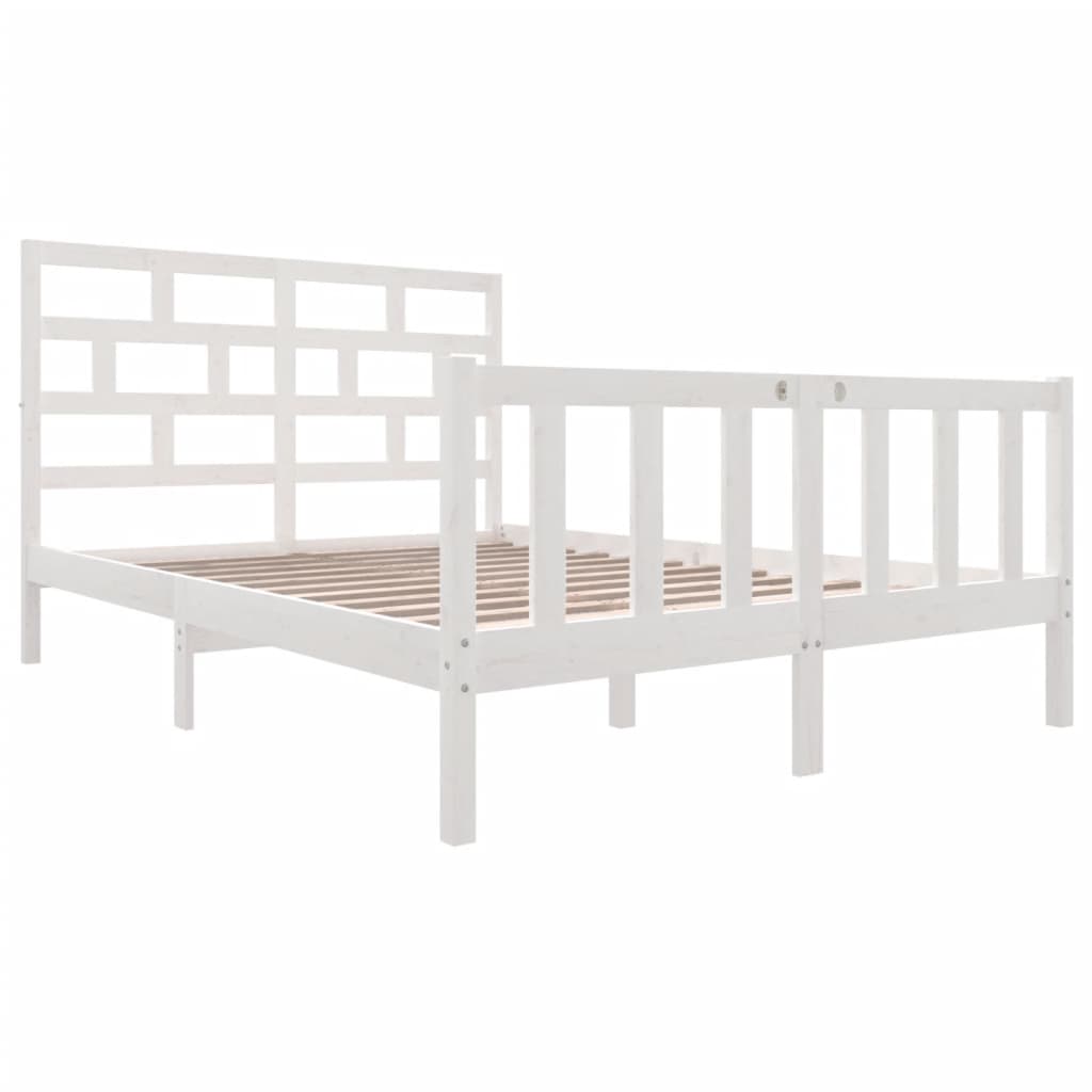White Solid Wood Bed Frame 140x200 cm by vidaXL - No Mattress Included
