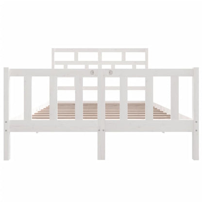 White Solid Wood Bed Frame 140x200 cm by vidaXL - No Mattress Included
