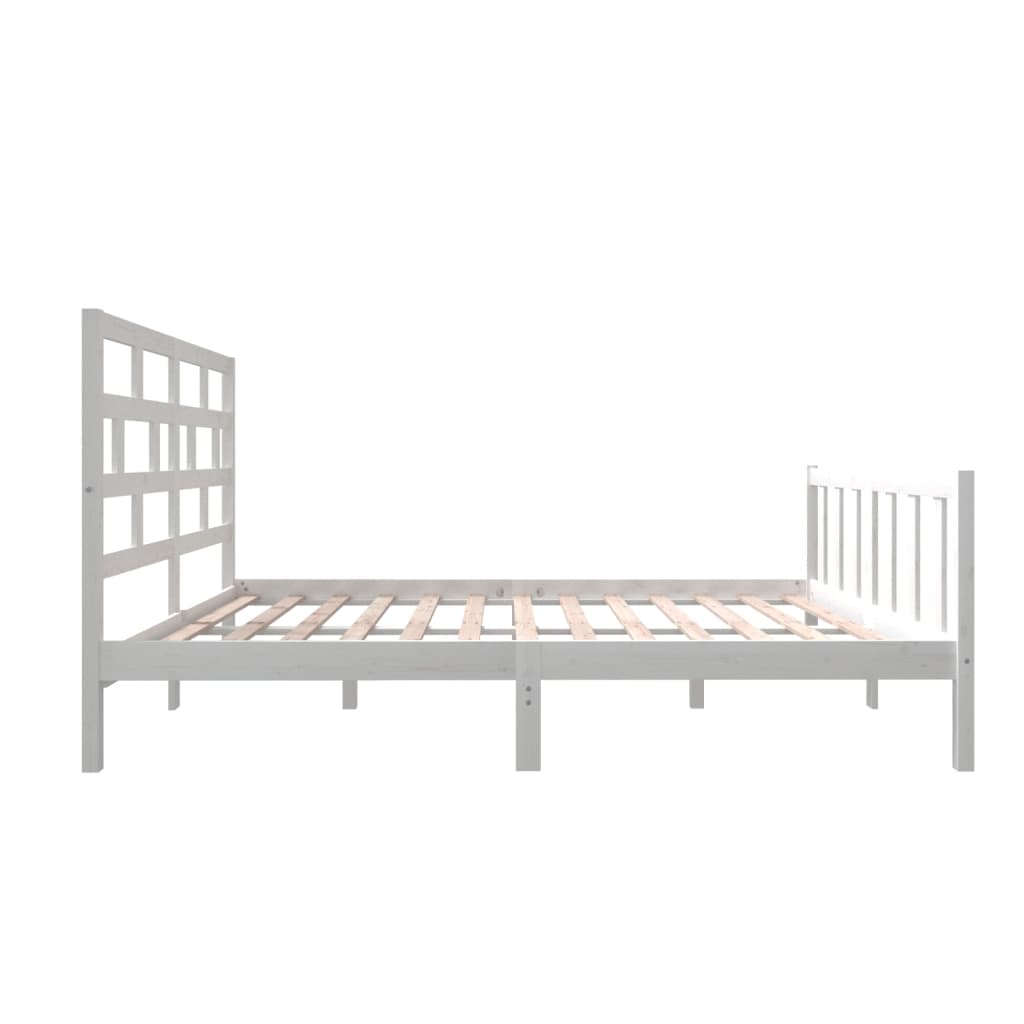 White Solid Wood Bed Frame 140x200 cm by vidaXL - No Mattress Included