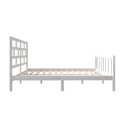 White Solid Wood Bed Frame 140x200 cm by vidaXL - No Mattress Included
