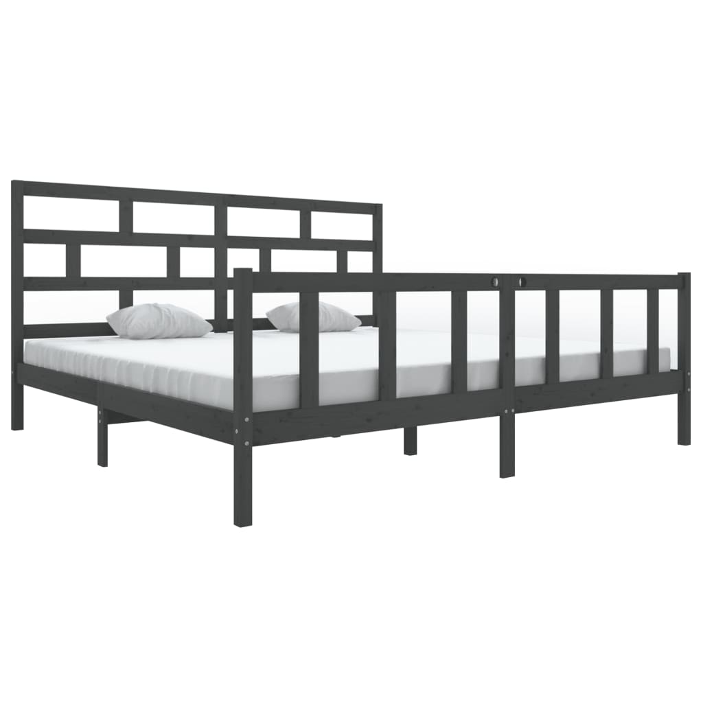 vidaXL Grey Solid Wood Bed Frame 200x200 cm - No Mattress Included
