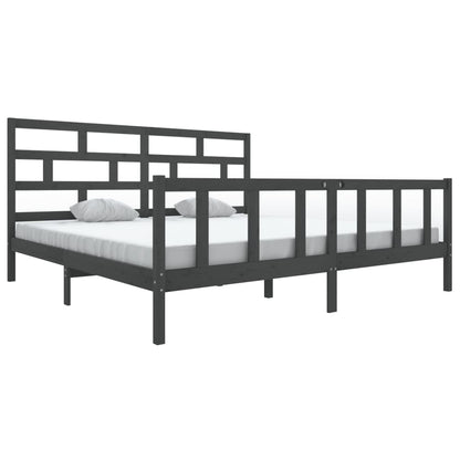 vidaXL Grey Solid Wood Bed Frame 200x200 cm - No Mattress Included