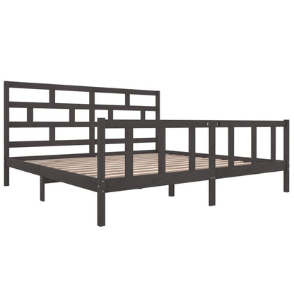 vidaXL Grey Solid Wood Bed Frame 200x200 cm - No Mattress Included