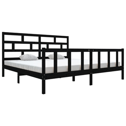 vidaXL Black Solid Wood Bed Frame 200x200 cm - No Mattress Included