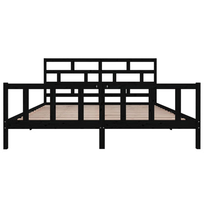 vidaXL Black Solid Wood Bed Frame 200x200 cm - No Mattress Included