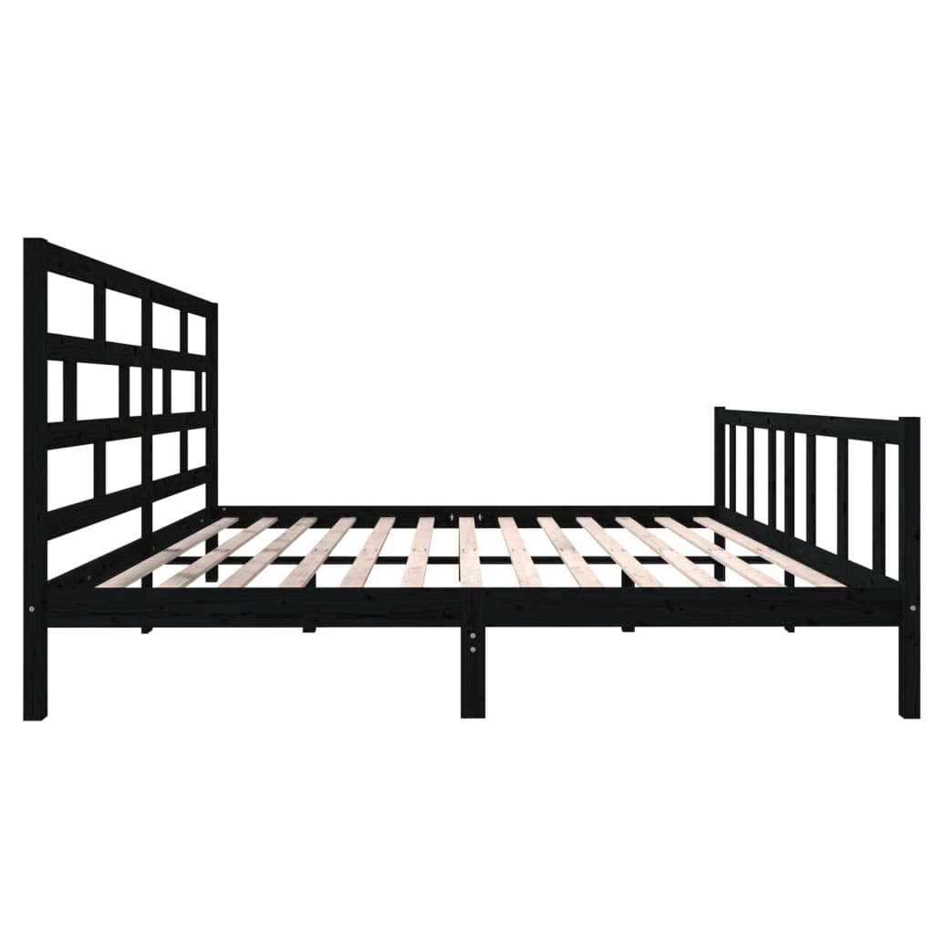 vidaXL Black Solid Wood Bed Frame 200x200 cm - No Mattress Included