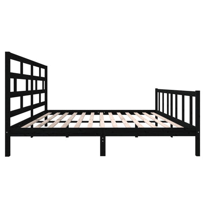 vidaXL Black Solid Wood Bed Frame 200x200 cm - No Mattress Included