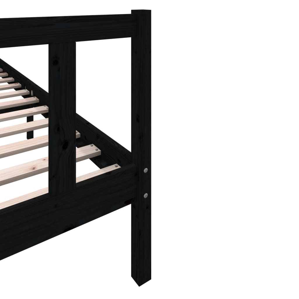 vidaXL Black Solid Wood Bed Frame 200x200 cm - No Mattress Included