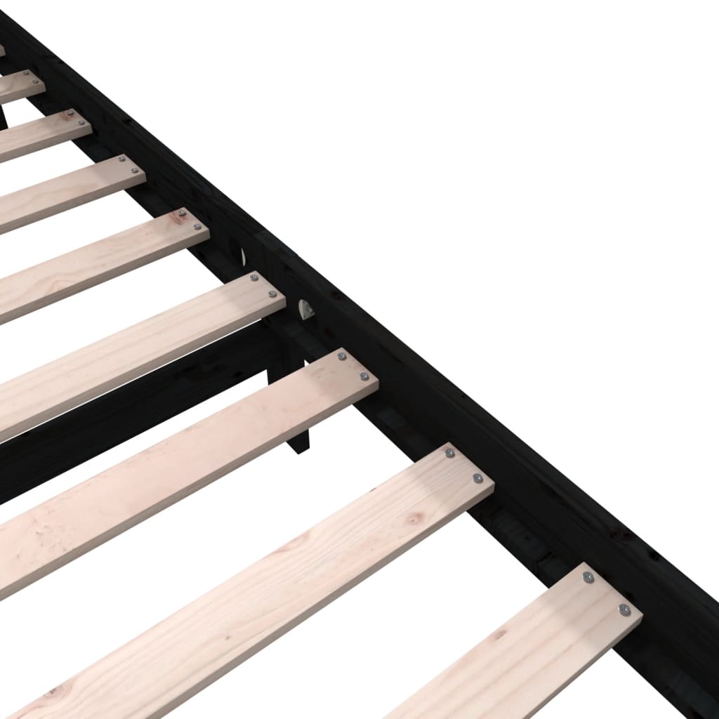 vidaXL Black Solid Wood Bed Frame 200x200 cm - No Mattress Included