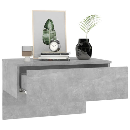 Concrete Grey Wall-Mounted Bedside Cabinets - Set of 2