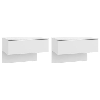 High Gloss White Wall-Mounted Bedside Cabinets - Set of 2
