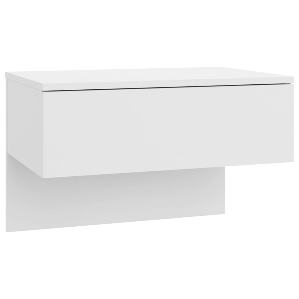 High Gloss White Wall-Mounted Bedside Cabinets - Set of 2