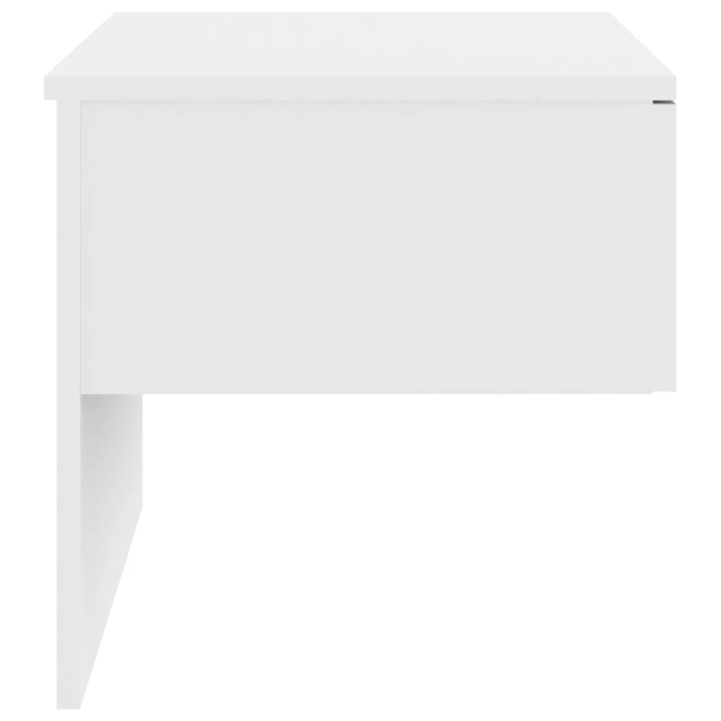 High Gloss White Wall-Mounted Bedside Cabinets - Set of 2