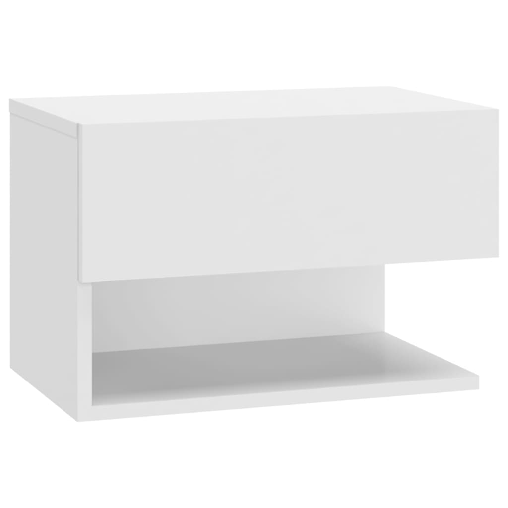 Sleek Wall-Mounted White Bedside Cabinet - Space-Saving Design