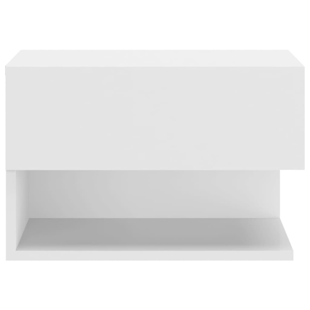 Sleek Wall-Mounted White Bedside Cabinet - Space-Saving Design