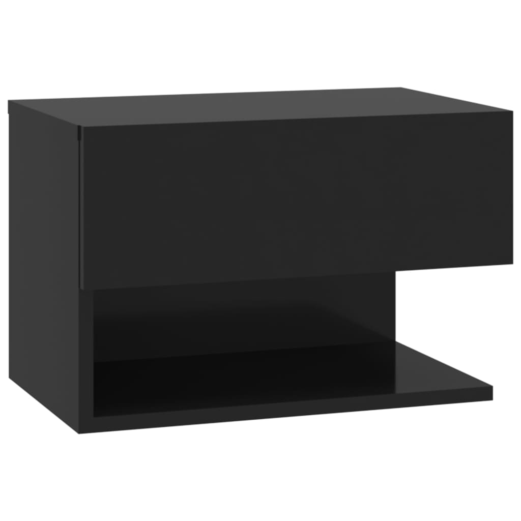 Sleek Black Wood Wall-Mounted Bedside Cabinet for Modern Homes