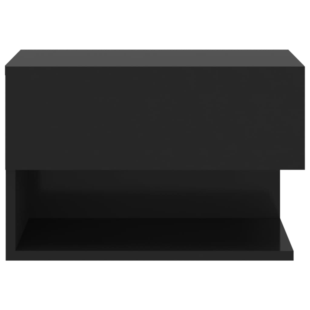 Sleek Black Wood Wall-Mounted Bedside Cabinet for Modern Homes
